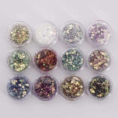 GLITTER - HEXAGON SHAPE MIXED - SET 12 COLORS