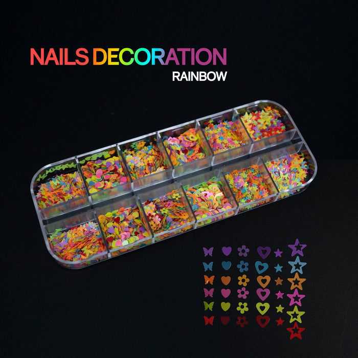NAILS DECORATION - Multiple Shapes - Heart, Star, Letter, Alphabet, Leaf, Mickey Mouse, Round, Butterfly, Flower