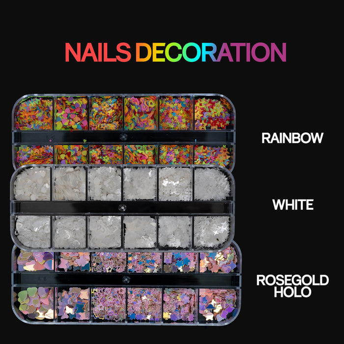 NAILS DECORATION - Multiple Shapes - Heart, Star, Letter, Alphabet, Leaf, Mickey Mouse, Round, Butterfly, Flower
