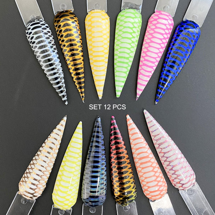 STICKER - SNAKE SKIN - COLORFUL NAIL ART | SET 12 PCS