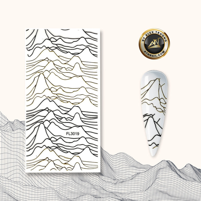 STICKER - GOLD BLACK LINE ART | 1 PCS