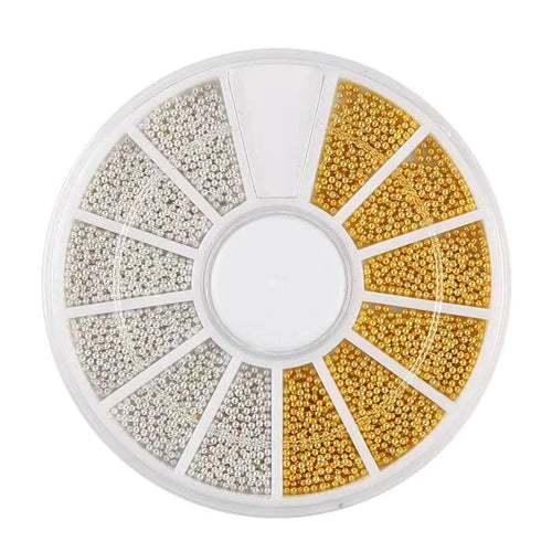 Nail Art Decoration - 1mm Metal Beads Wheel - Gold_Silver_Rose Gold