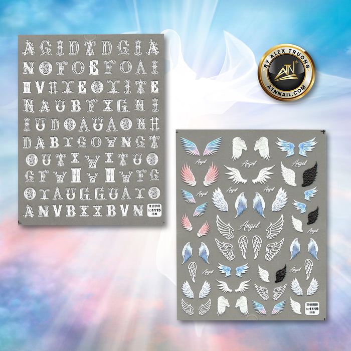STICKER - LETTER, ANGEL WINGS | SET 2 PCS