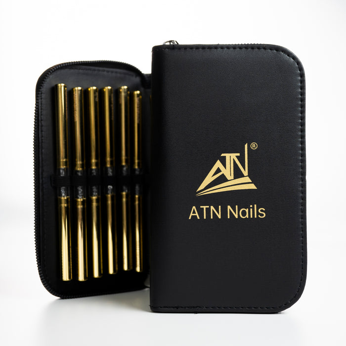 LEATHER NAIL BRUSH STORAGE BAG - BLACK