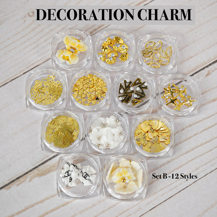 NAIL ART DECORATION - CHARM & 3D FLOWER | SET 12