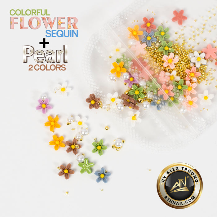 Nails Decoration - 5D Colorful Butterfly / Flower & Pearl