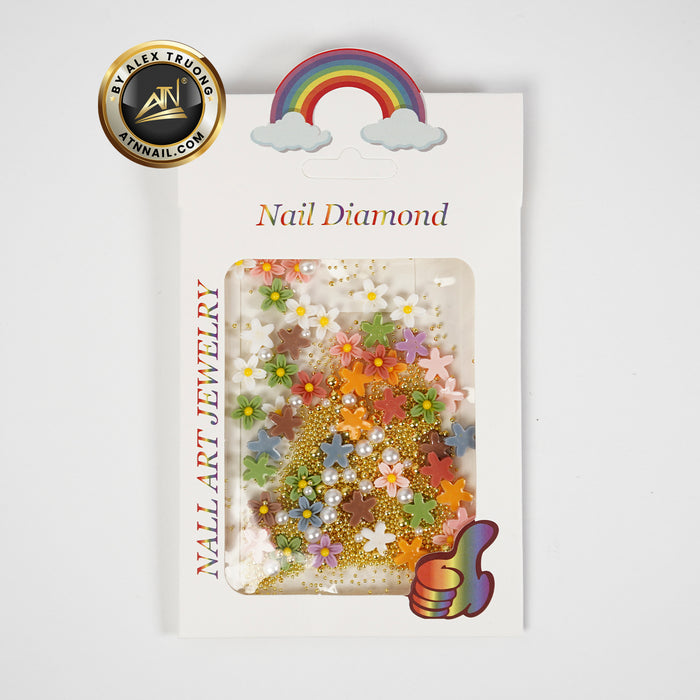 Nails Decoration - 5D Colorful Butterfly / Flower & Pearl