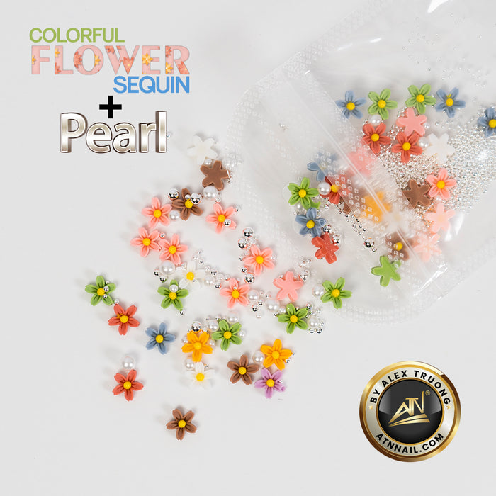 Nails Decoration - 5D Colorful Butterfly / Flower & Pearl