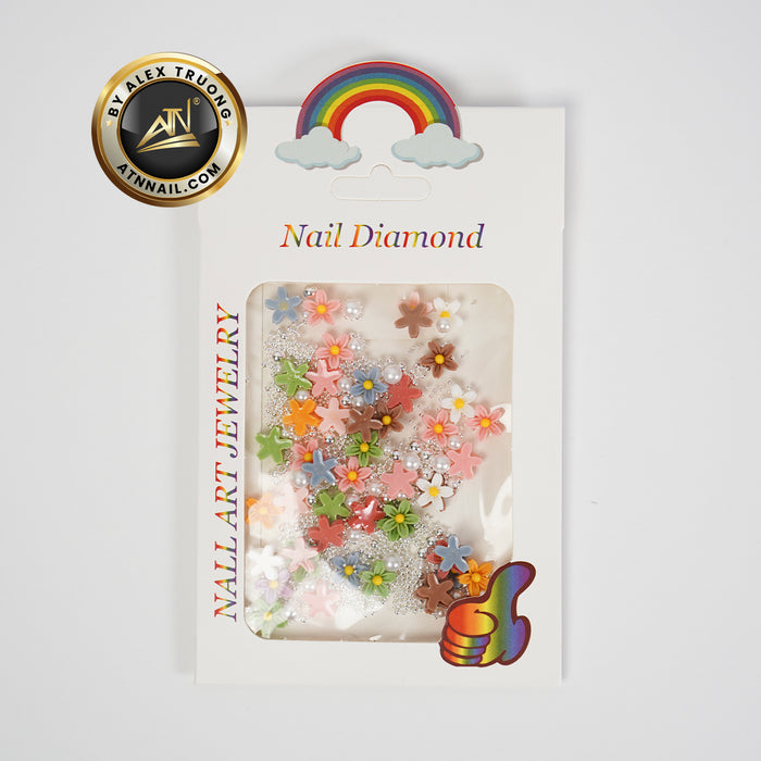Nails Decoration - 5D Colorful Butterfly / Flower & Pearl