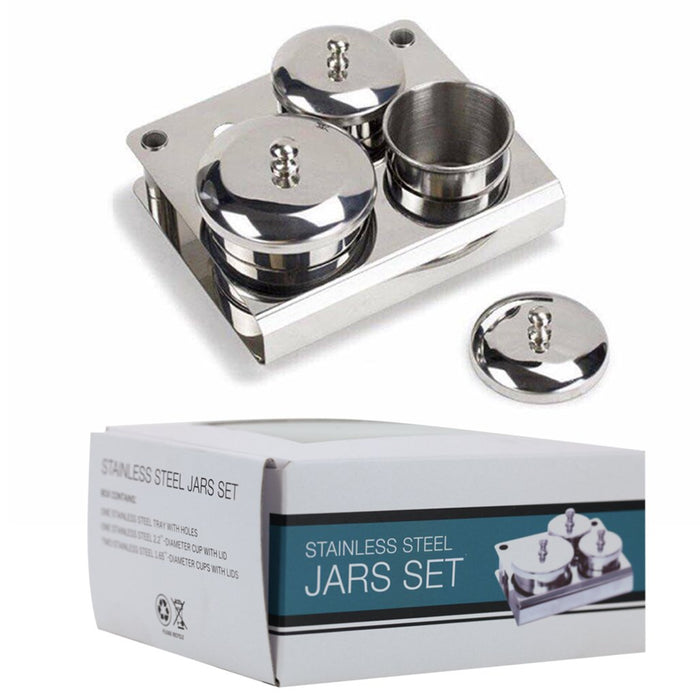 STAINLESS STEEL LIQUID JARS - Set 3 pcs