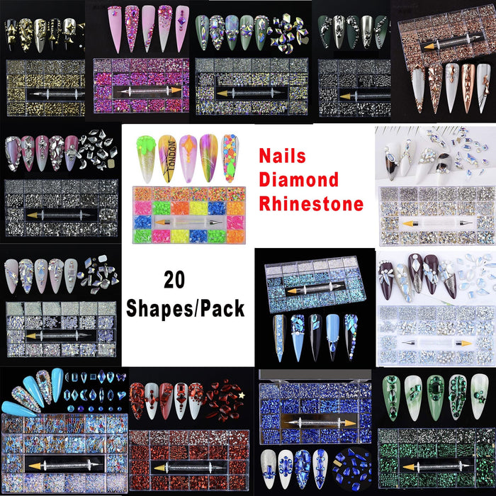 Diamond Box - Mixed  Shapes Rhinestone | 20 Shapes/Pack