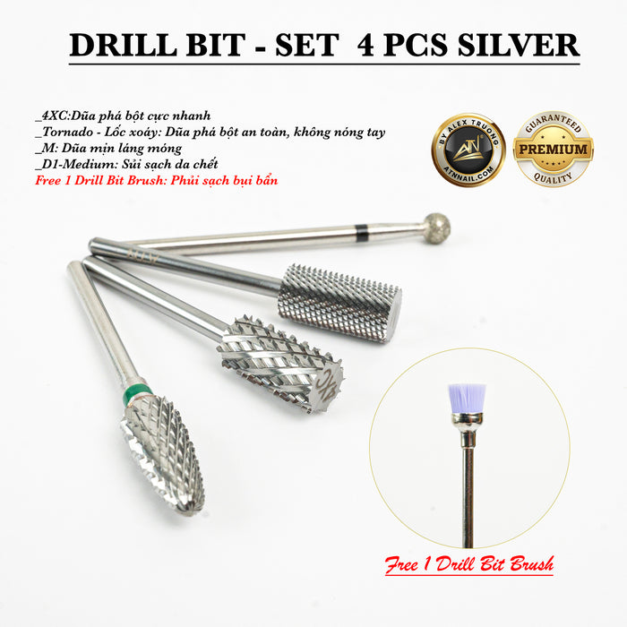 DRILL BIT - SET 4 PCS SILVER