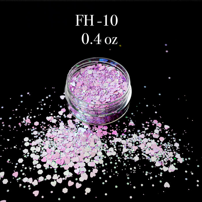 GLITTER - FANCY HEART | SET 12 JARS