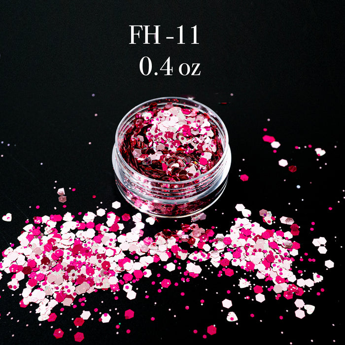 GLITTER - FANCY HEART | SET 12 JARS