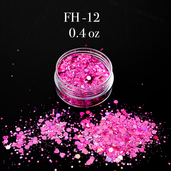 GLITTER - FANCY HEART | SET 12 JARS