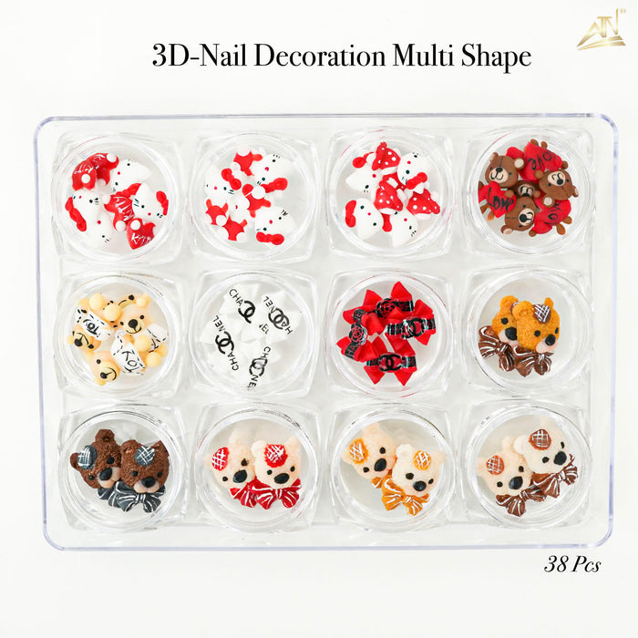 3D DECORATION - RABBIT_BEAR_KITTY_BOW - 12 DESIGNS | 38-48 PCS