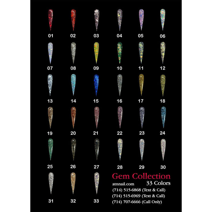 GEMS - COLLECTION 36 COLORS GLITTER POWDER
