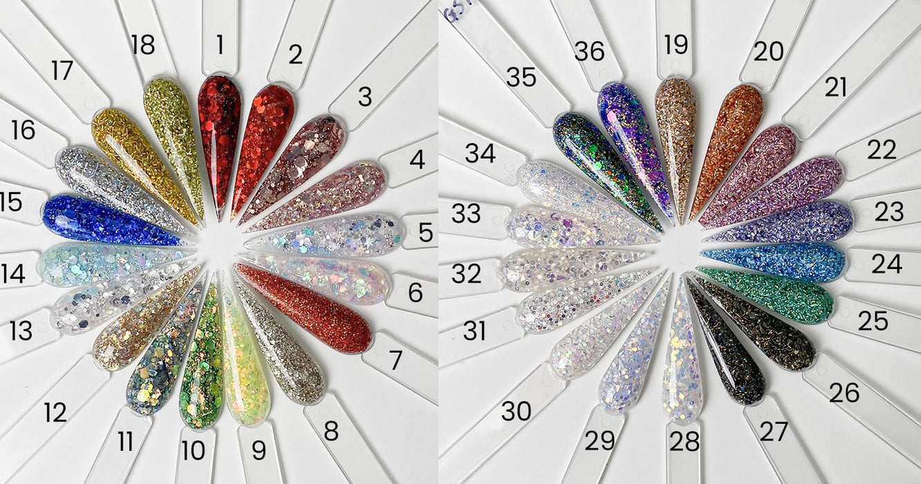 GEMS - COLLECTION 36 COLORS GLITTER POWDER