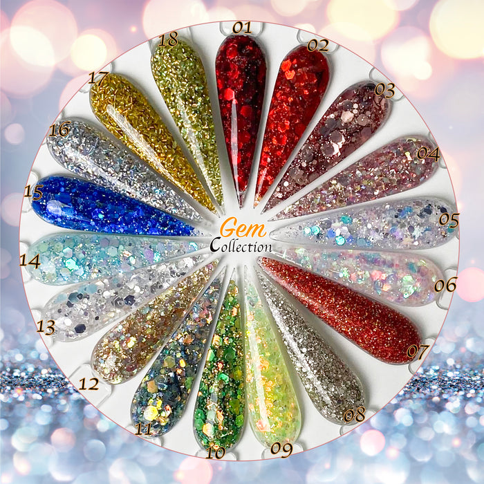 GEMS - COLLECTION 36 COLORS GLITTER POWDER