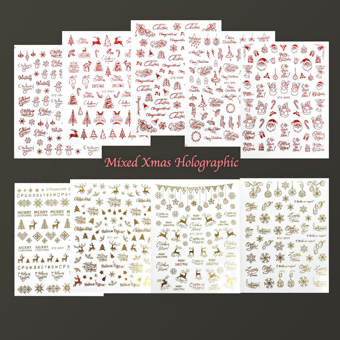STICKERS - CHRISTMAS RED & GOLD | SET 9 PCS
