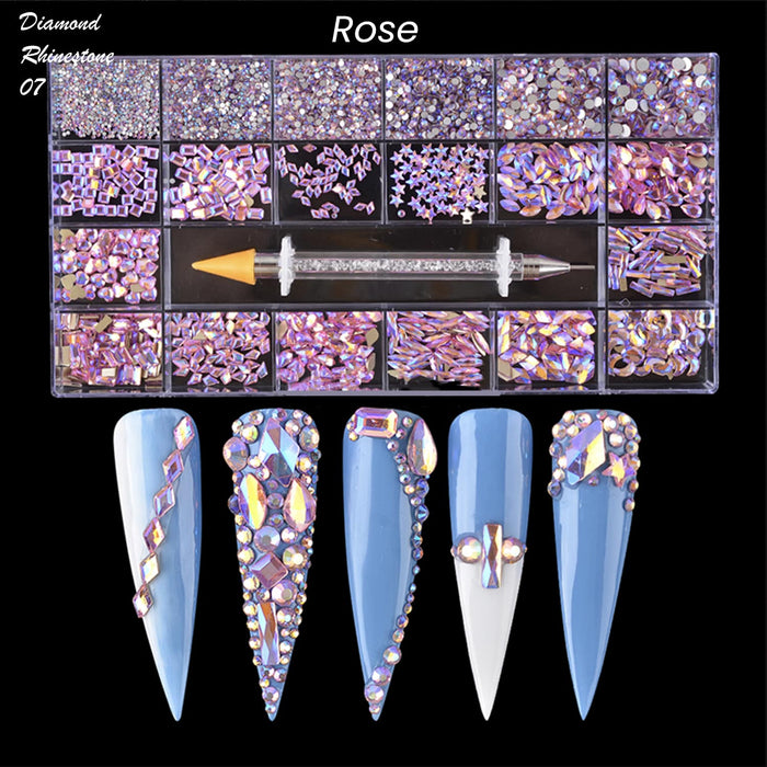New Diamond box - Mixed Shapes Rhinestone | 20 Shapes/Pack