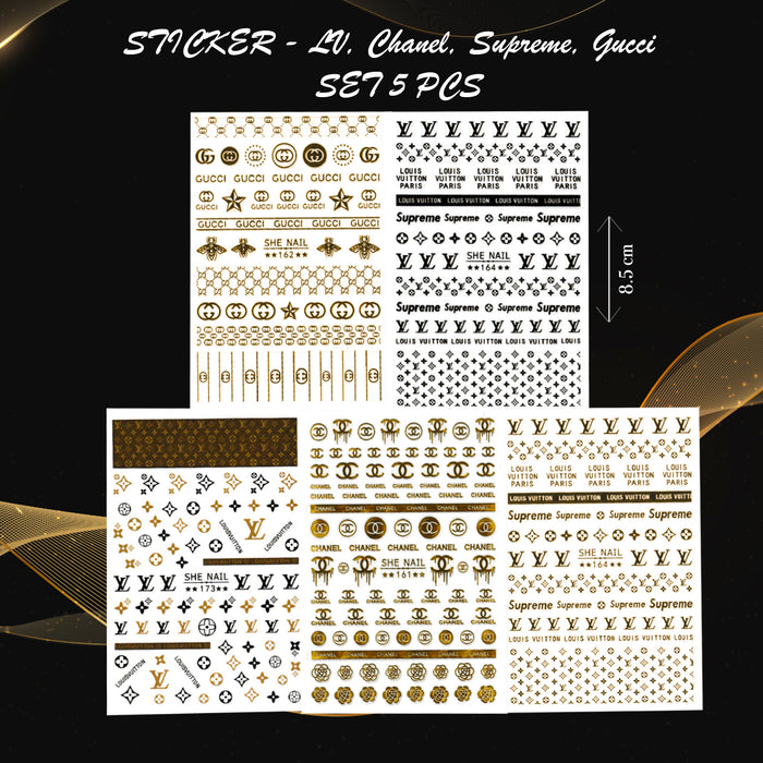 STICKER - LV, Chanel, Supreme, Gucci | SET 5 PCS