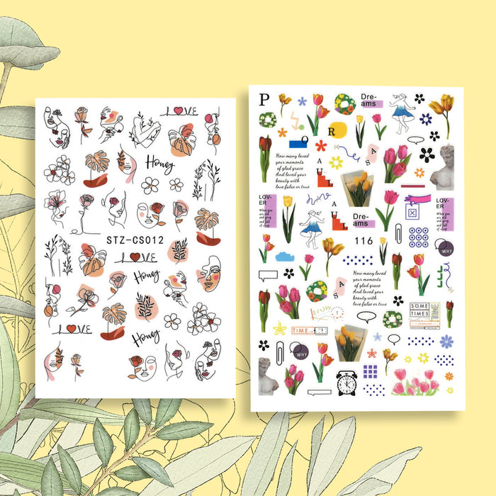 STICKER - LOVE ART & FLOWER SPRING | SET 2 PCS