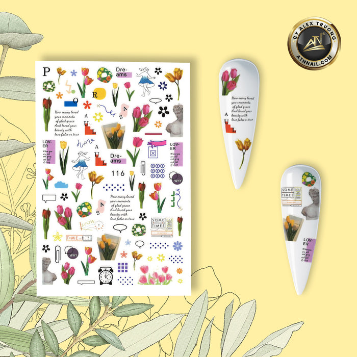 STICKER - LOVE ART & FLOWER SPRING | SET 2 PCS