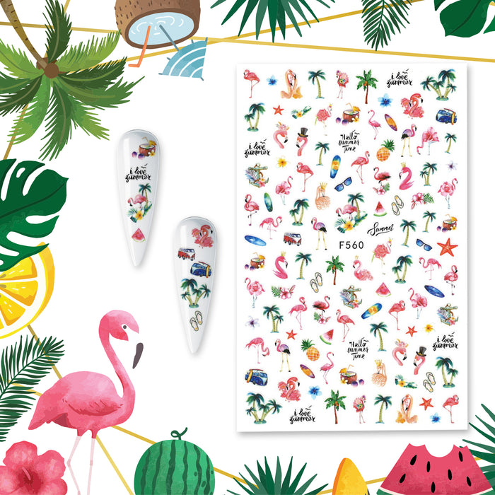 STICKER - SUMMER PARTY - Flamingo, Watermelon, Coconut | 1 PCS