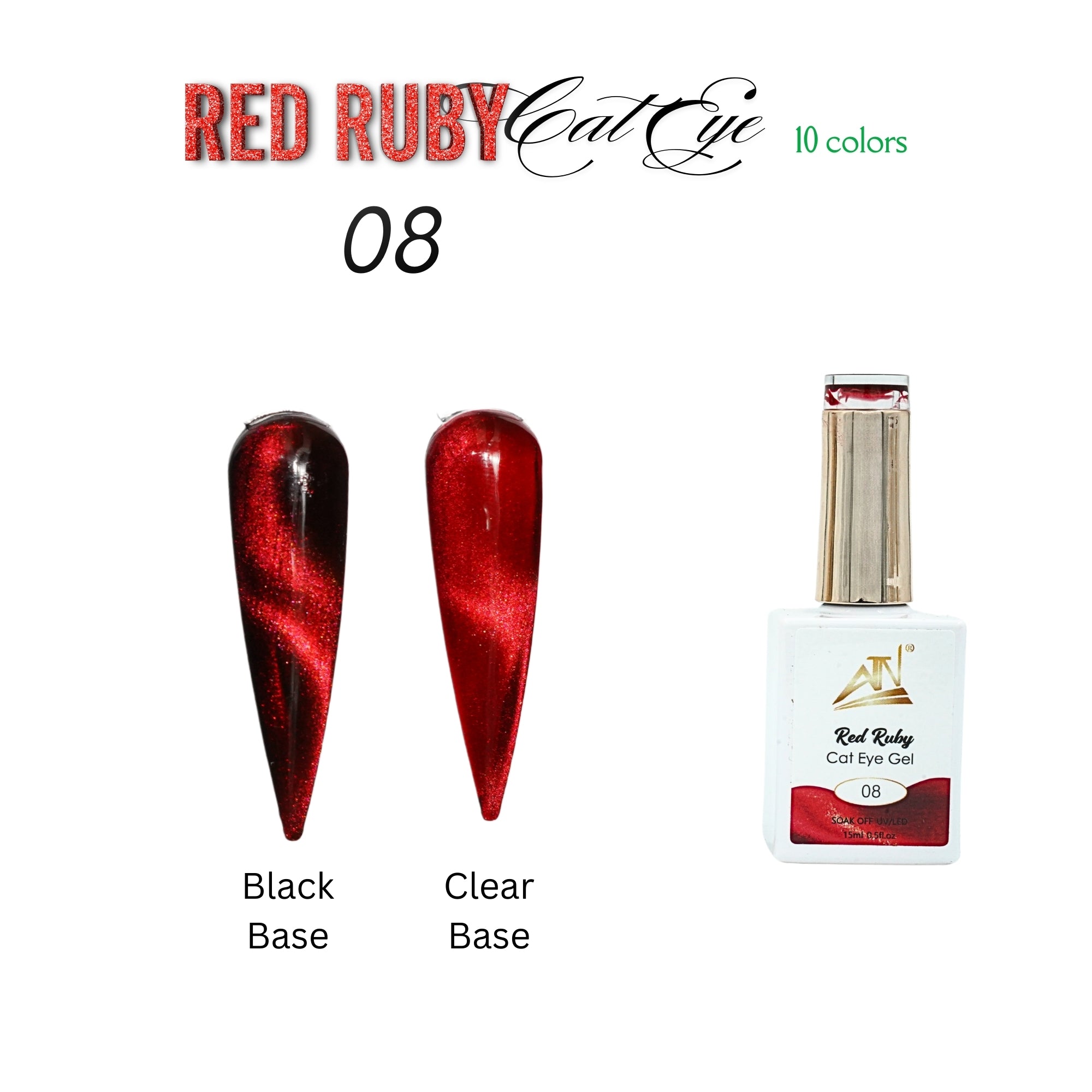 Red Ruby Cat Eye - Set 10 Colors