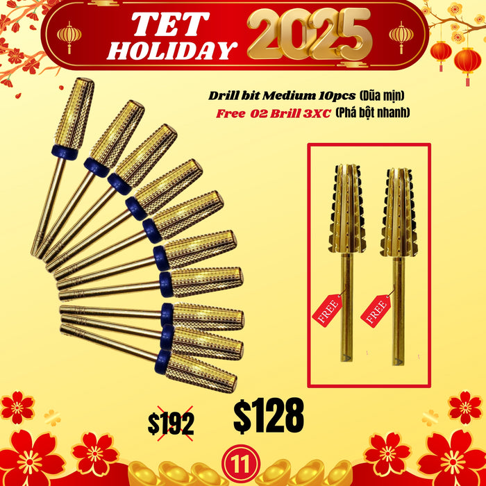 Tet Holiday 2025 - Drill bit Medium 10pcs Free  02 Brill 3XC