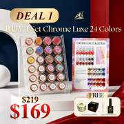 DEAL 1: BUY 1 SET CHROME LUXE 24 COLORS GET 1 BUILDER GEL DIAMOND + 1 SUPER BLACK GEL