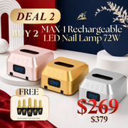 DEAL 2: BUY 2 MAX-1 RECHARGEABLE LED NAIL LAMP 72W GET 5 ATN SHINY TOP COAT 15ML