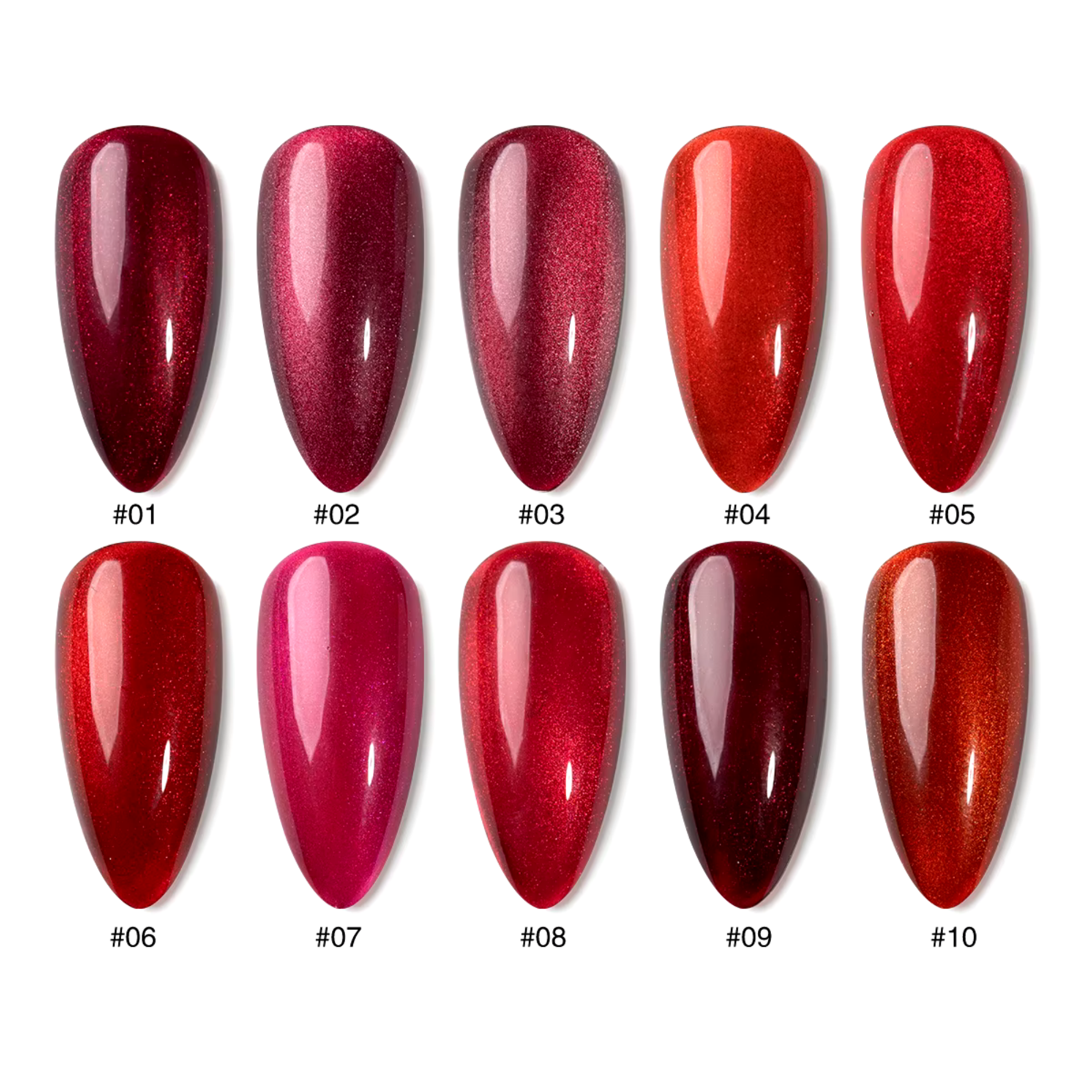 Red Ruby Cat Eye - Set 10 Colors