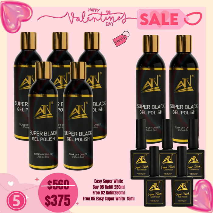 (2) 5 - Refill  Gel Super Black 250ml  Buy 05 Get 02 Free + 05 Bottlles Super Black15ml