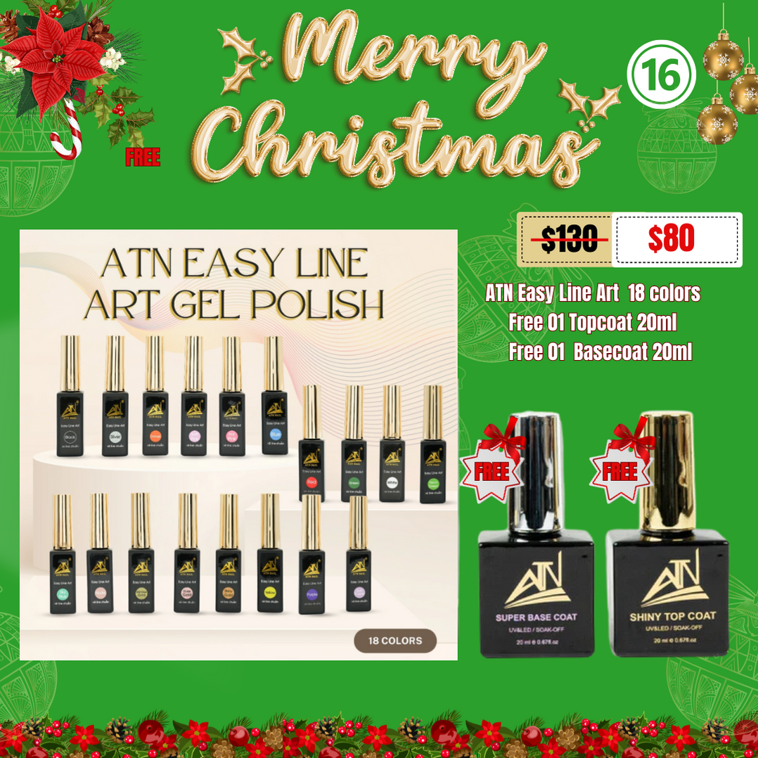 CHRISTMAS 2024 Easy Line Art 18 colors FREE 01 Topcoat 20ml & FREE 01