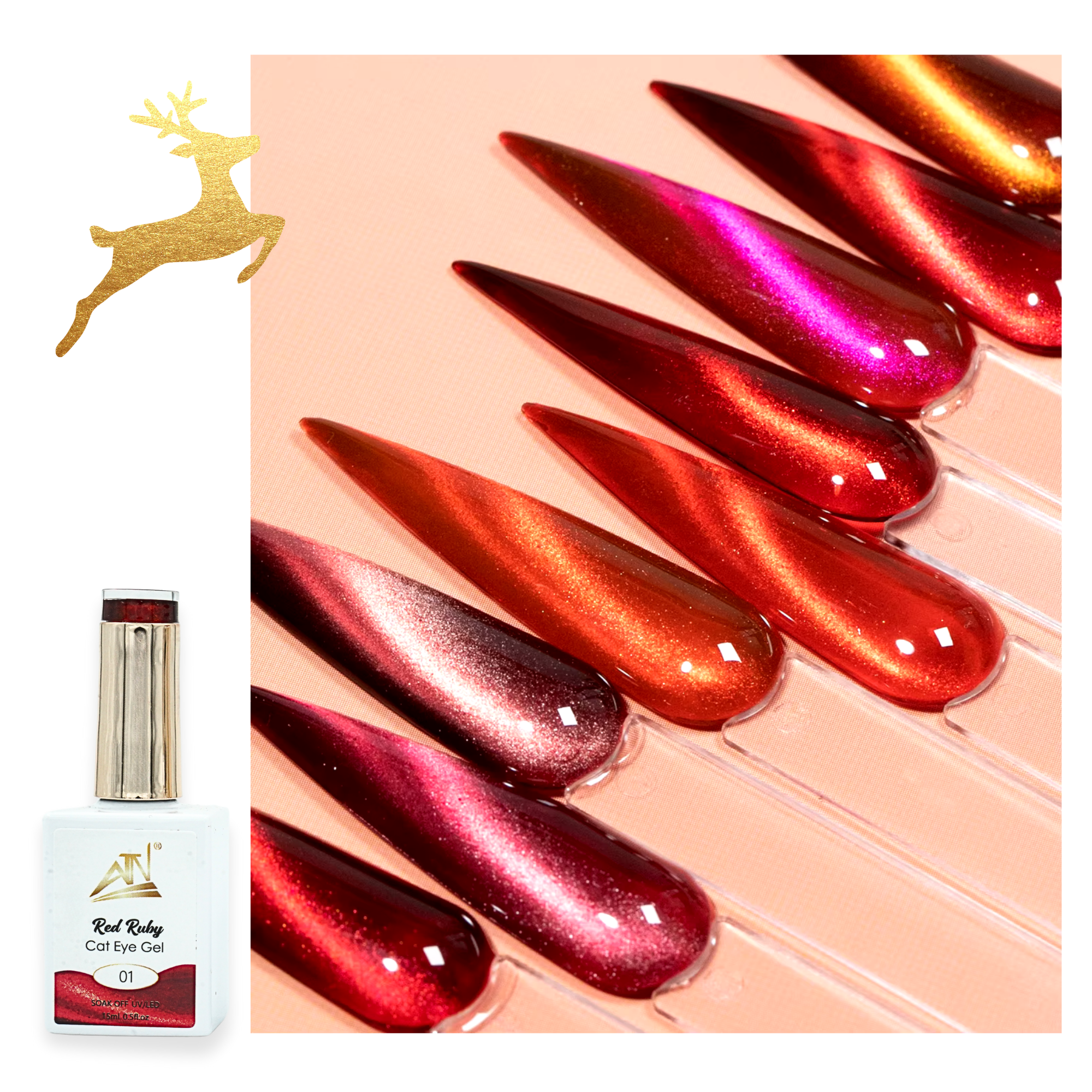 Red Ruby Cat Eye - Set 10 Colors
