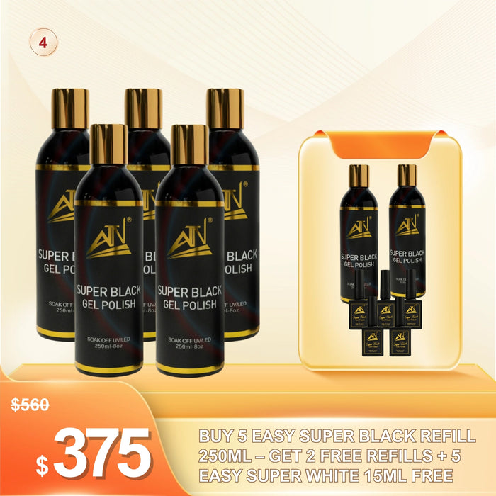 FS0918 – Buy 5 Easy Super Black Refill 250ml, Get 2 Refills + 5 Super White 15ml Free