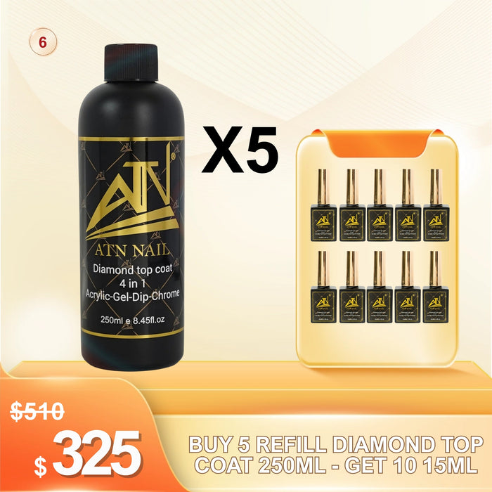 FS0918 – Buy 5 Diamond Top Coat Refill 250ml, Get 10 Top Coat 15ml Free