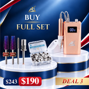 DEAL 3: 1 ATN Smart Brushless Nail Drill Machine + 2 Drill Bit M 5 in 1 Purple (Blue Tag) + 1 Drill Bit Mini Smooth Cuticle Silver + 1 Drill Bit Mandrel Silver + 1 Zebra Sanding Band M 100pcs/Box
