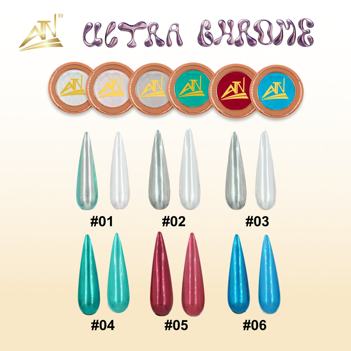 Ultrachrome Color Ultra Chrome 1gr - Set 6 Colors – ATN Nail Supply