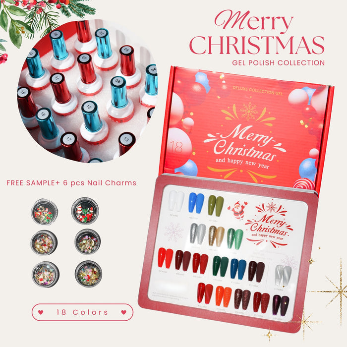 DM Merry Christmas Gel Polish Collection - 18 colors Free 6 pcs of nail charms