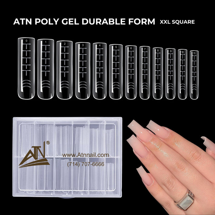 Poly Gel Nail Forms Full Cover Reusable Nail Molds 12 Sizes - Long U-Shaped