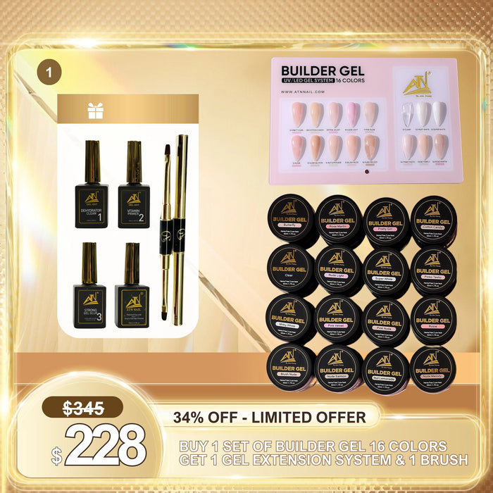 FS0926 - Buy 1 set of builder gel 16 colors get 1 gel extension system & 1 brush