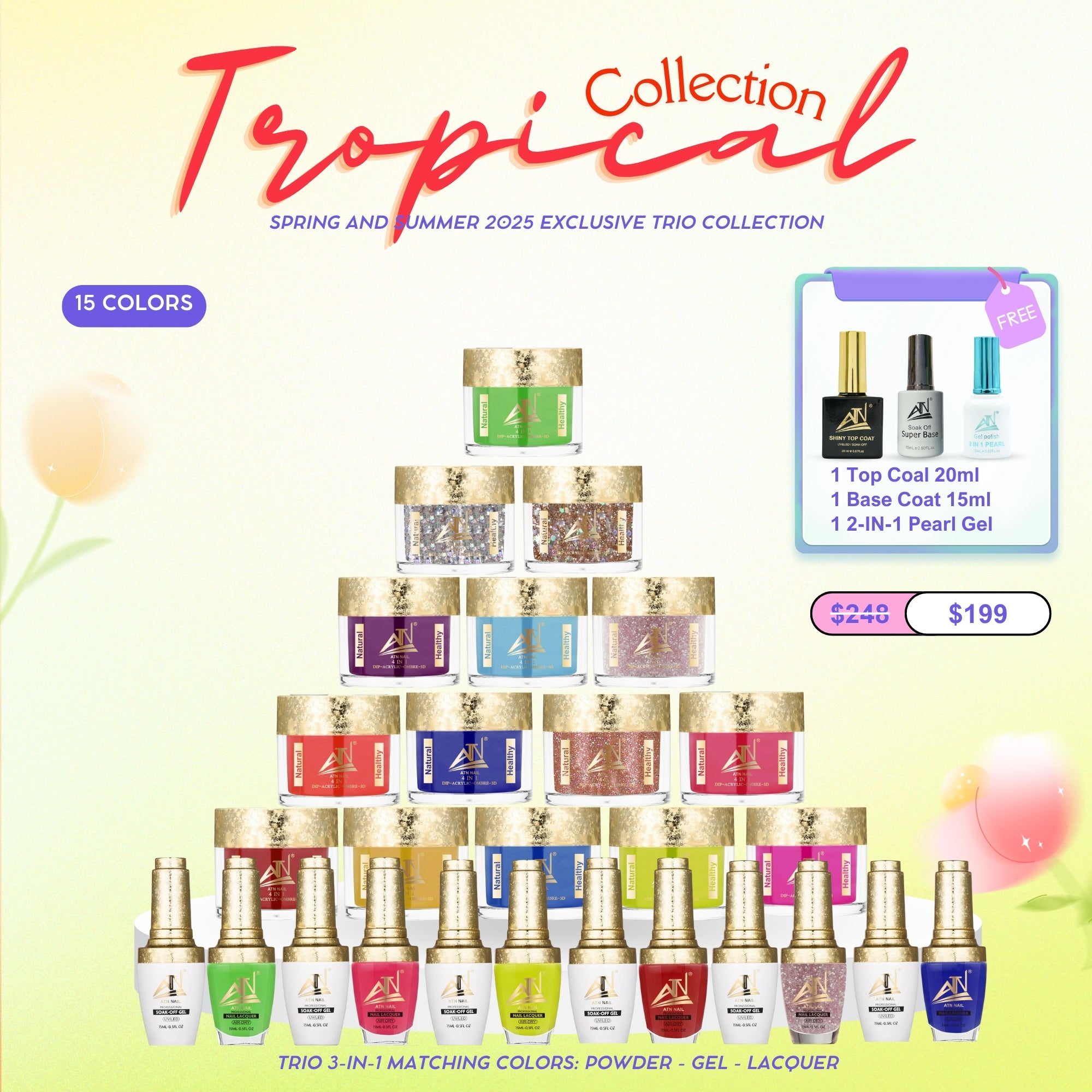 ATN Tropical Collection – Spring/Summer 2025 Nail Trio Set (Powder, Gel & Lacquer)