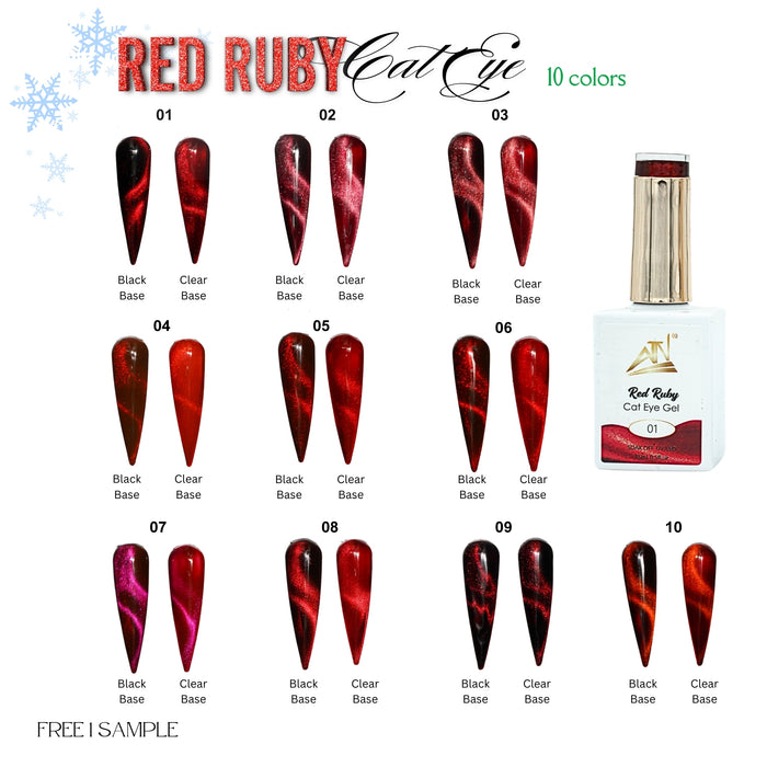 ATN Fashion Nail Art - Red Ruby Cat Eye Gel Nail Polish 10 colors