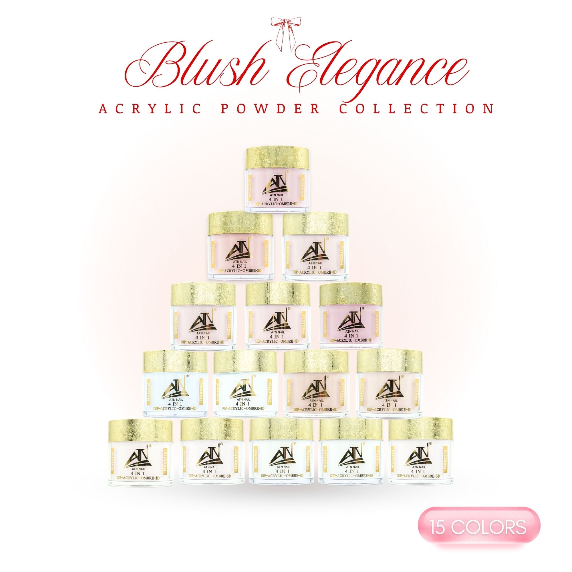 Blush Elegance Acrylic Powder 4oz - Set 15 Colors