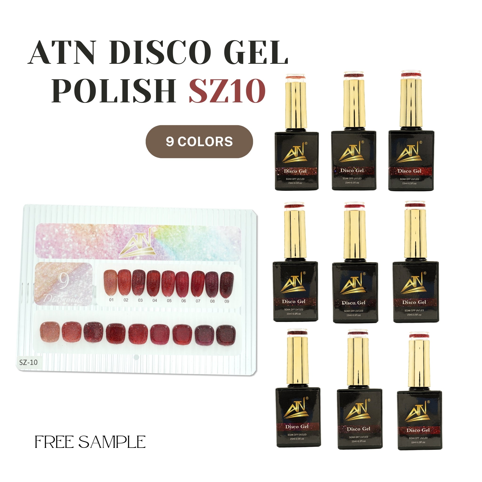 Disco Gel Polish - Set 9 Colors