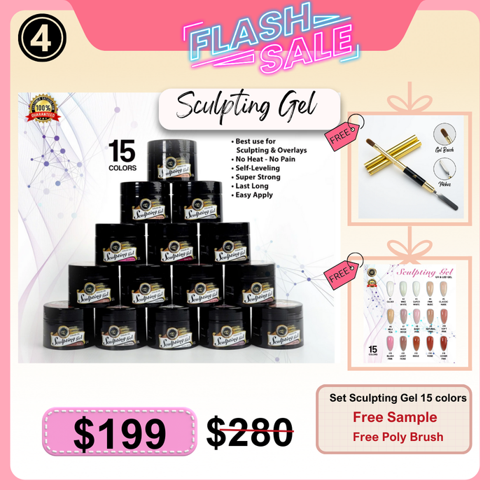 FS0914: Set Sculpting gel 15 colors Free Sample & Free Poly Gel Brush