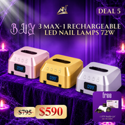 DEAL 5: BUY 3 MAX-1 RECHAREABLE LED LAMPS 72W FREE 1 SET BUILDER GEL 16 COLORS